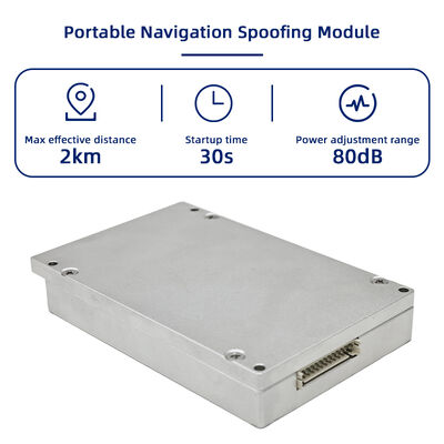 Portable Navigation Spoofing GaN Module with Multi-System Support and 2km Effective Range for Anti-Drone Applications